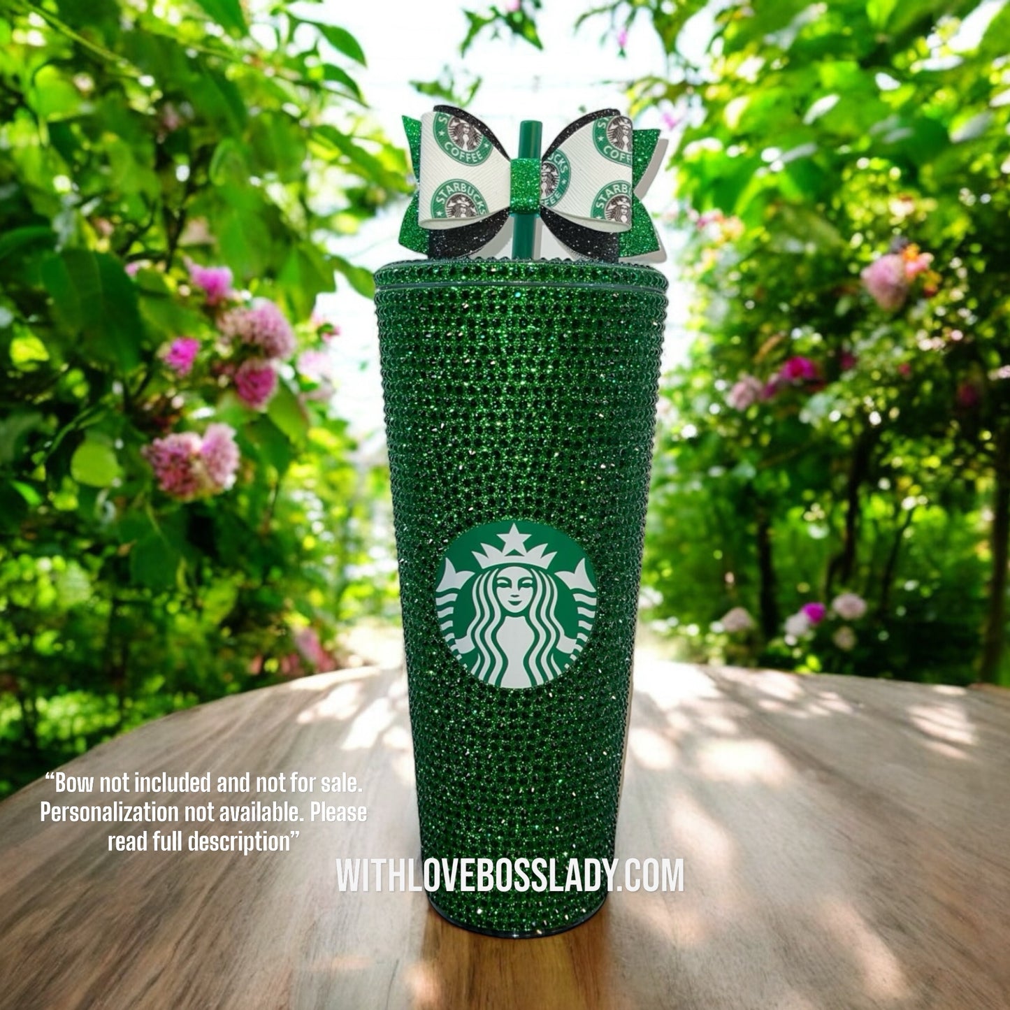 Starbucks Acrylic Emerald Green Crystal Tumbler, Starbucks Cup, Tumbler, Coffee, Bedazzled Starbucks Rhinestone Tumbler | Sparkle in Style!