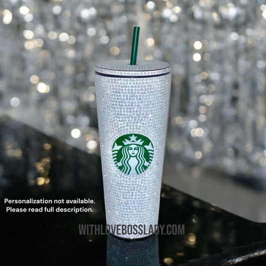 Starbucks Acrylic Moonlight White Iridescent Crystal Tumbler, Starbucks Cup, Tumbler, Coffee, Bedazzled Starbucks Rhinestone Tumbler | Sparkle in Style!