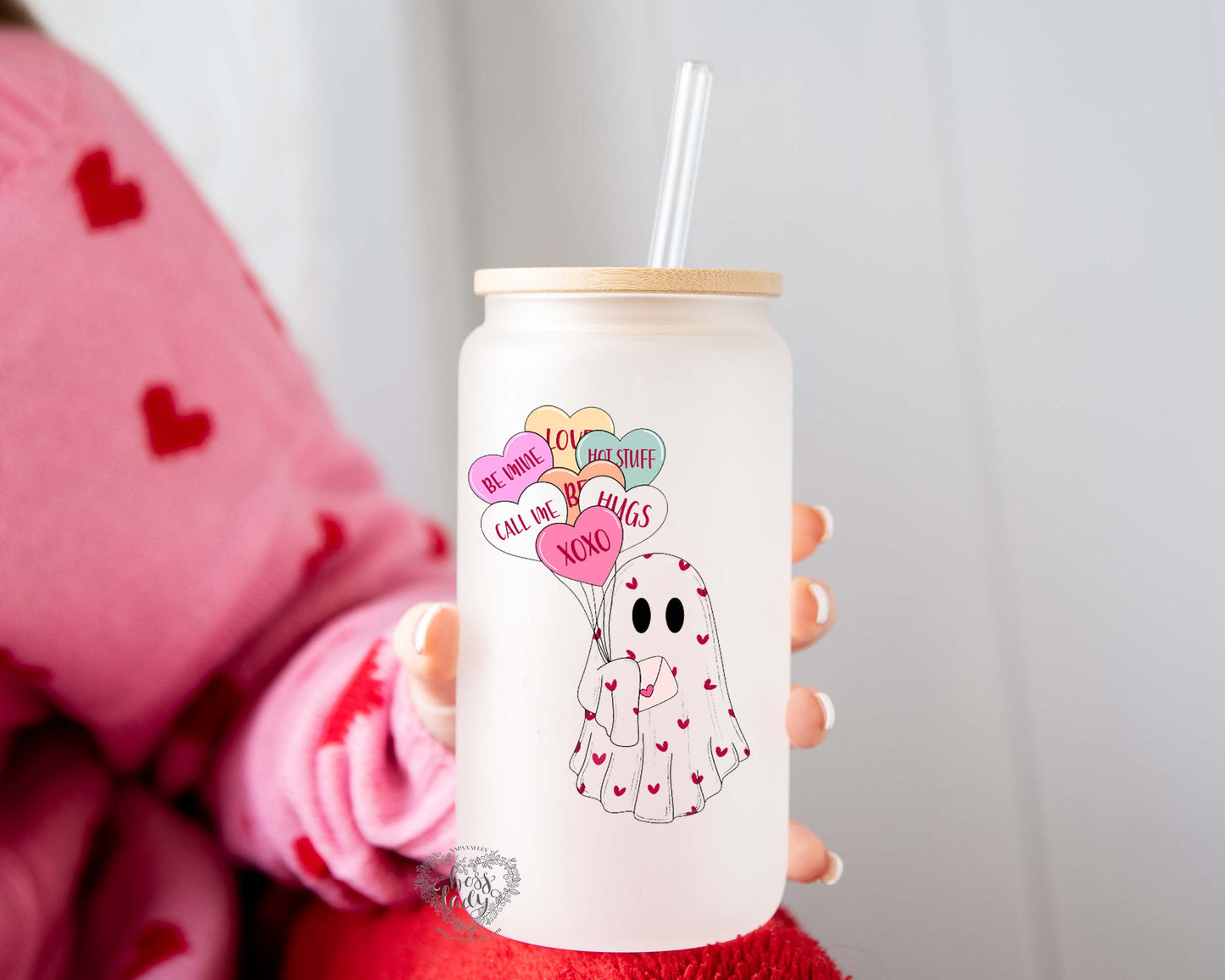 Sweet Haunting: Ghostly Valentine's Glass Can Tumbler