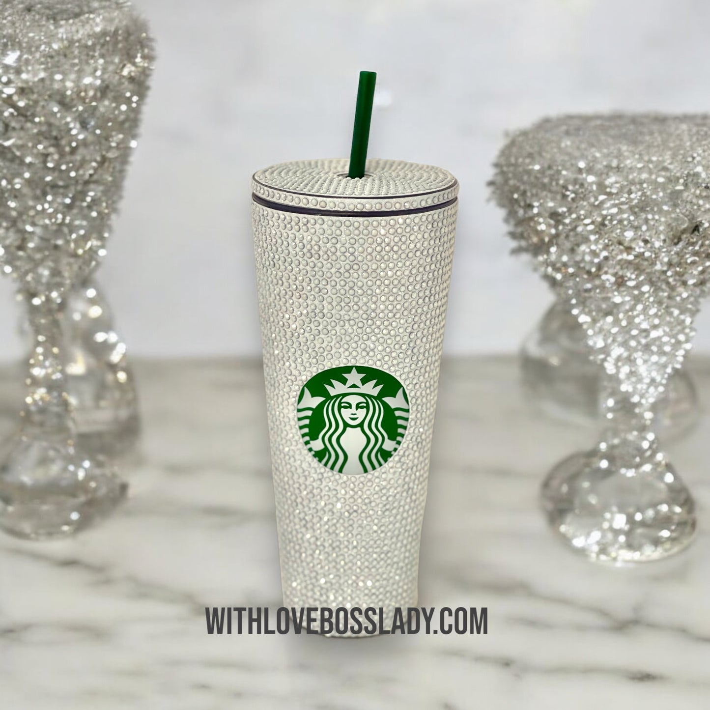 Starbucks Acrylic Moonlight White Iridescent Crystal Tumbler, Starbucks Cup, Tumbler, Coffee, Bedazzled Starbucks Rhinestone Tumbler | Sparkle in Style!