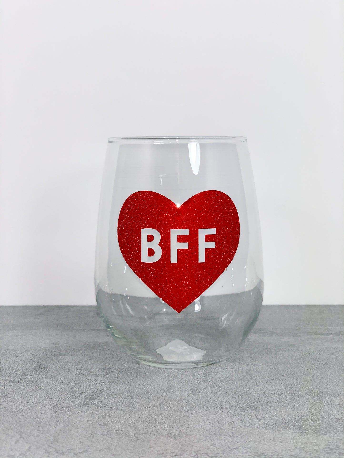 BFF Best Friend Valentines Wine Glass