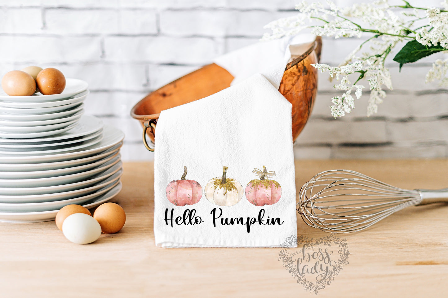 Hello Pumpkin Fall Dish Towel