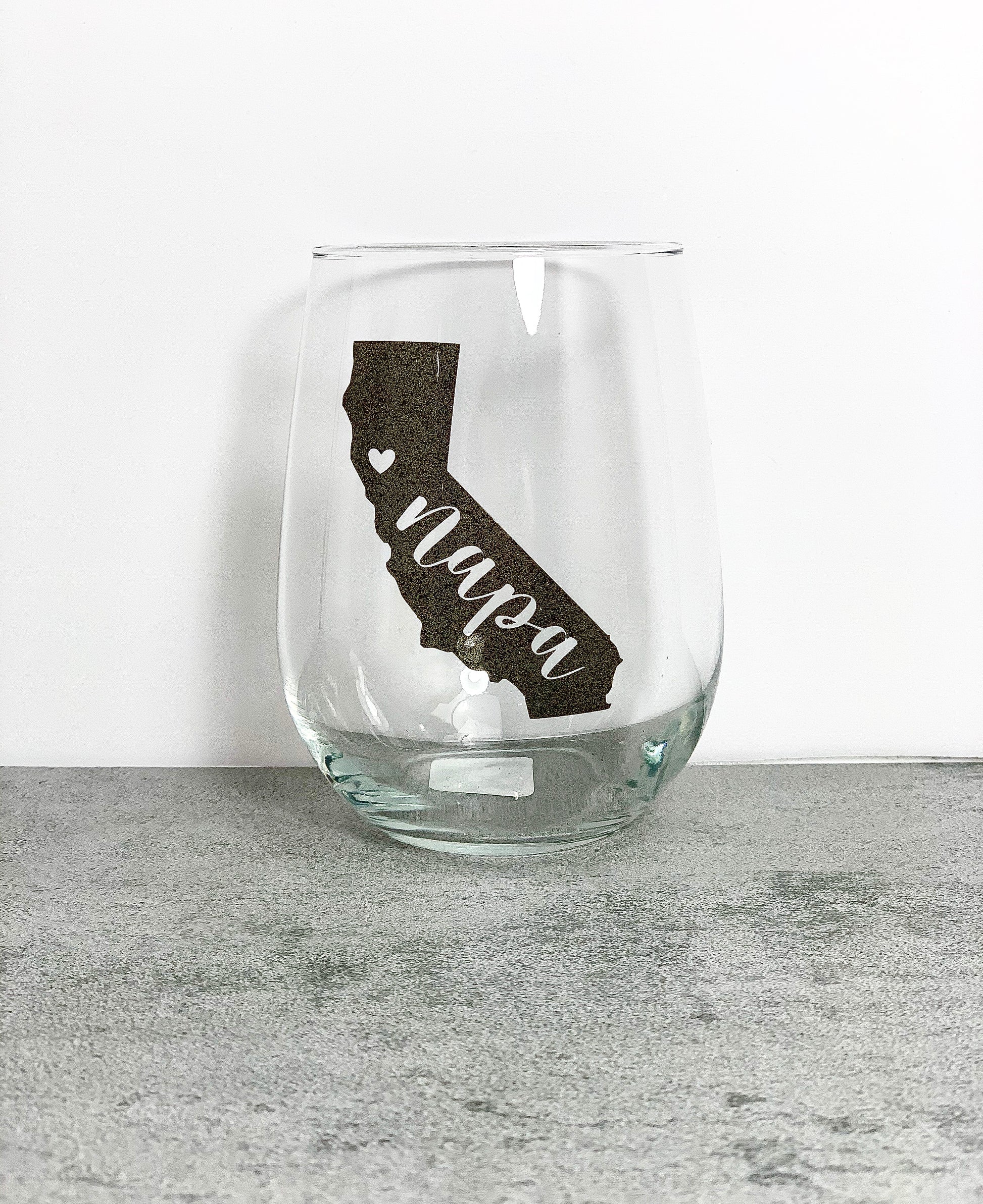 Zip Code/Area Code Engraved Stemless Wine Glass (each)