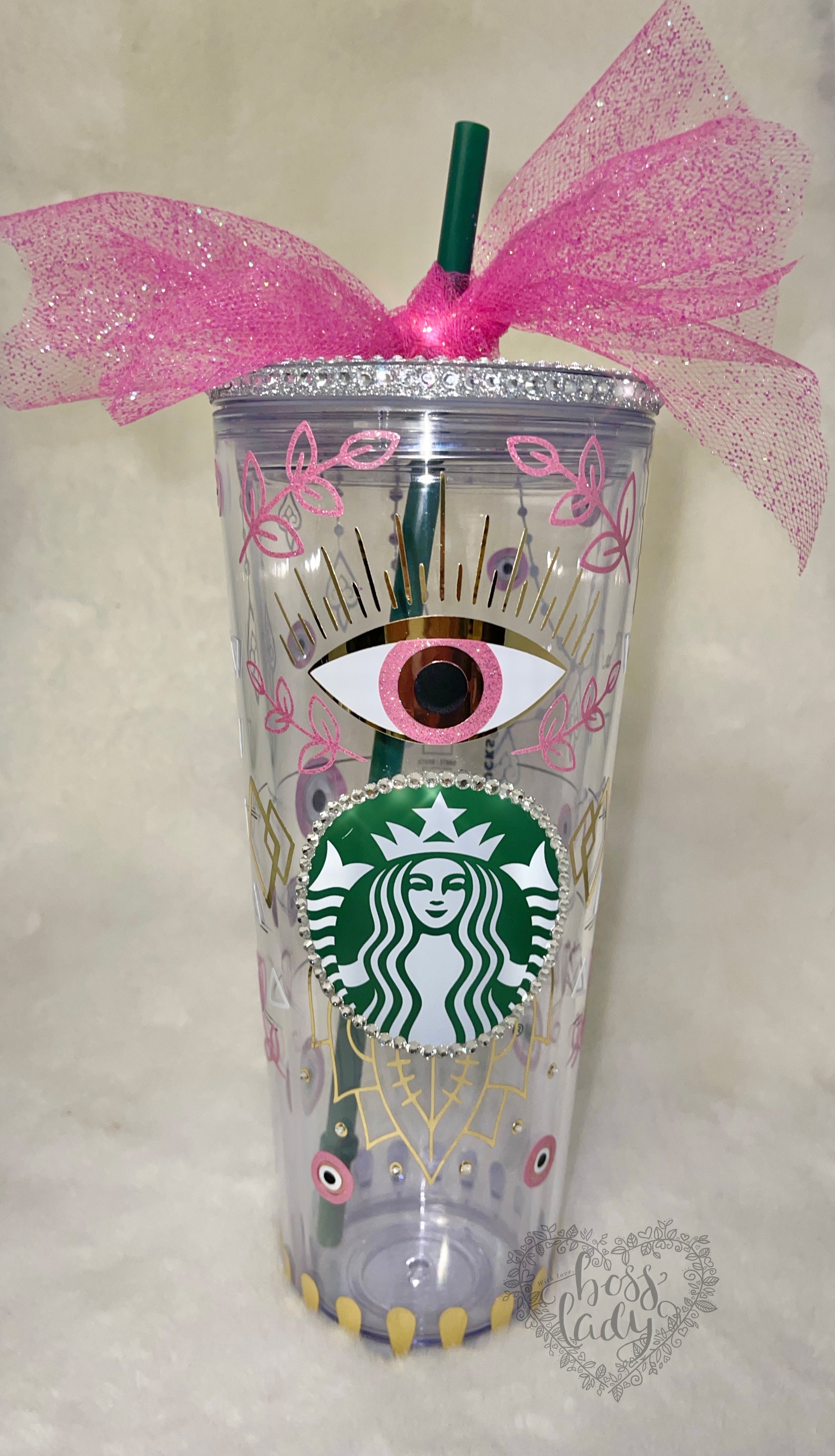 Starbucks Evil Eye Diamond Cut Crystal Tumbler – With Love Boss Lady