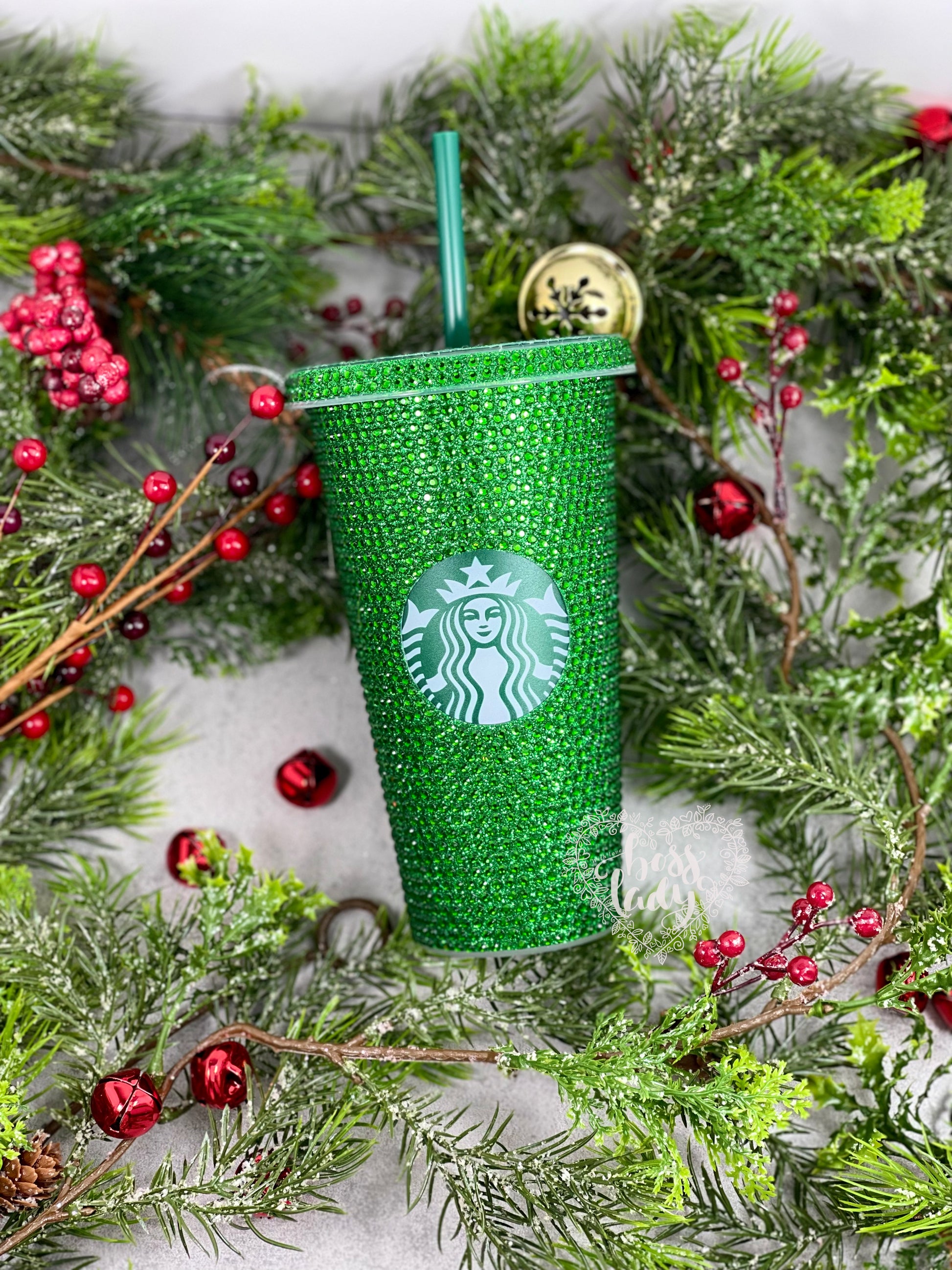 Starbucks Reusable Cold Cup Tumbler with Emerald Green Crystals – With Love  Boss Lady